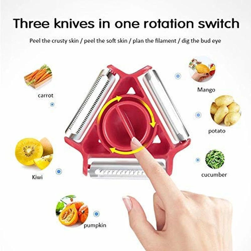 Hot Selling 3-In-1 Vegetable and Fruit Peeler Slicer Potato Shredder Kitchen Gadgets Tools Magic Trio Peeler