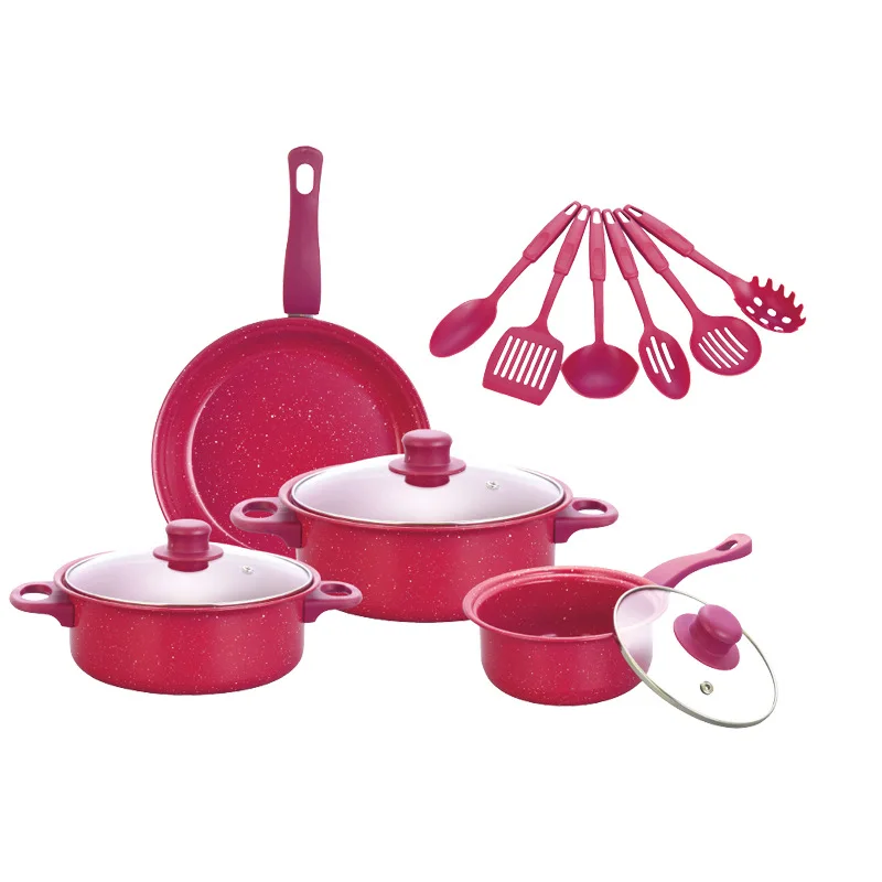 13-Piece Red Modern Design High Borosilicate Metal Glass Kitchen Tabletop Set New Home Cooking Sustainable Soup Cooking