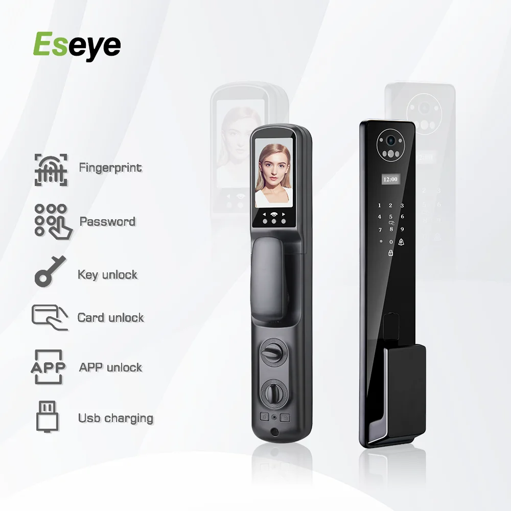 Eseye Popular Security Intelligent Remote Control Fingerprint Recognition External Door Electronic Lock Tuya Smart Face Lock