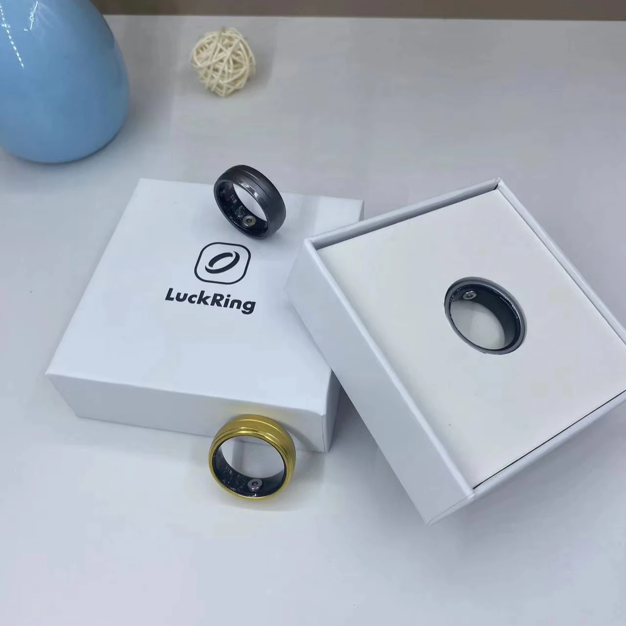 Health Ring Heart Rate Blood Oxygen Long Battery Life  Waterproof Finger Fitness Tracker Men Sports Smart Ring Jewelry Box