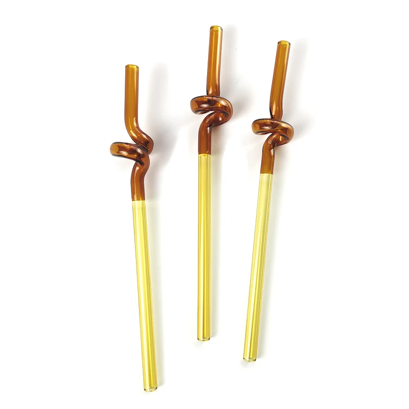 200mm reusable blue drinking glass pipette 8mm diameter Shaped art glass straw