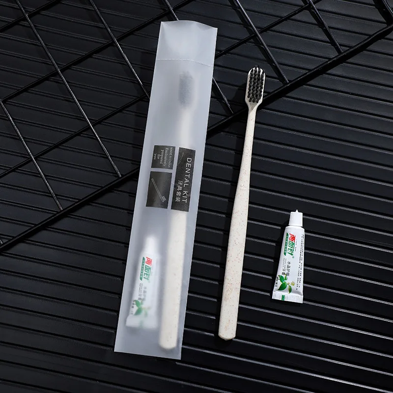 eco friendly dental kit for hotel amenities toiletries Straw toothbrush with pastes