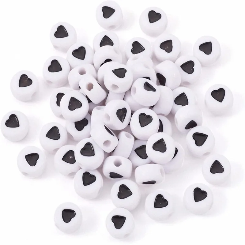 Wholesale 7x4mm Acrylic Heart Bead Round Loose Spacer Beads Red Love Heart Bead For Jewelry Making Diy Bracelet