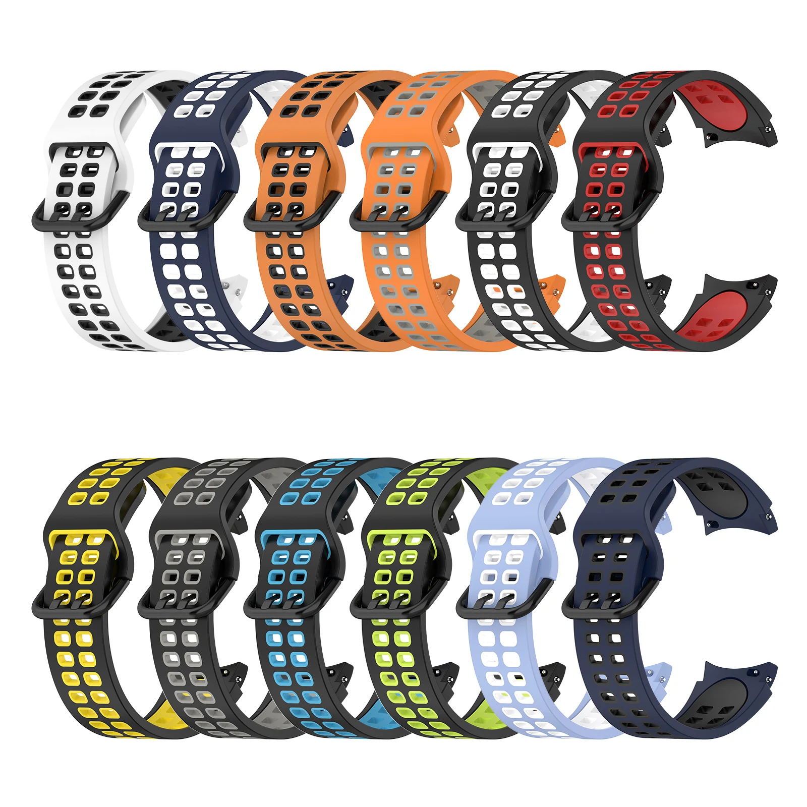 RYB Samsung watch6 classic silicone two-color strap 20mm For Samsung Galaxy Watch 7 6 5 4 Sports