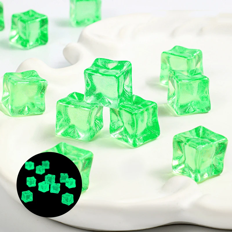 Luminous Fake Acrylic Ice Cubes Marbles Square Crushed Glow In The Dark Ice Rock for Table Decor Wedding Display Vase Fillers