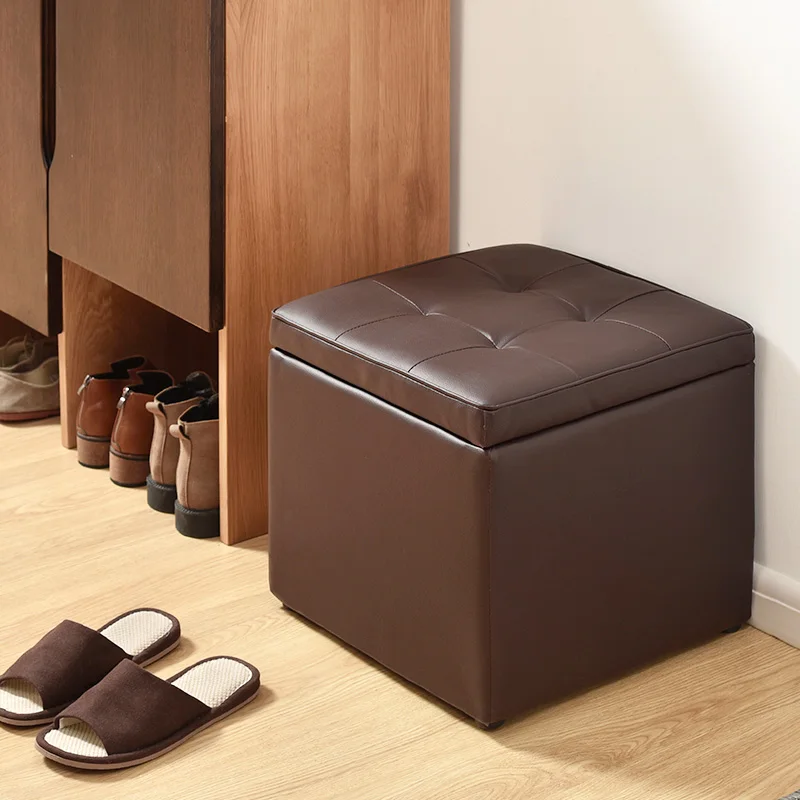 
Custom Seat square faux leather folding storage ottoman stool 