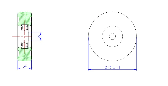 ZOTY оптовая продажа BS60845-14 пластиковый шкив роликовый подшипник 608 ZZ POM полиуретановый ролик с подшипником 8x45x14
