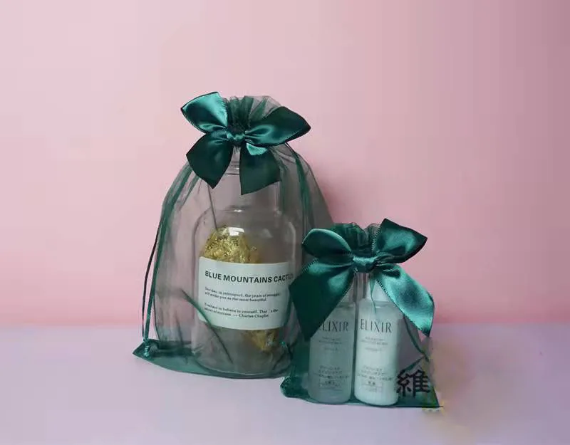 Custom printing logo organza gift bags drawstring pouch