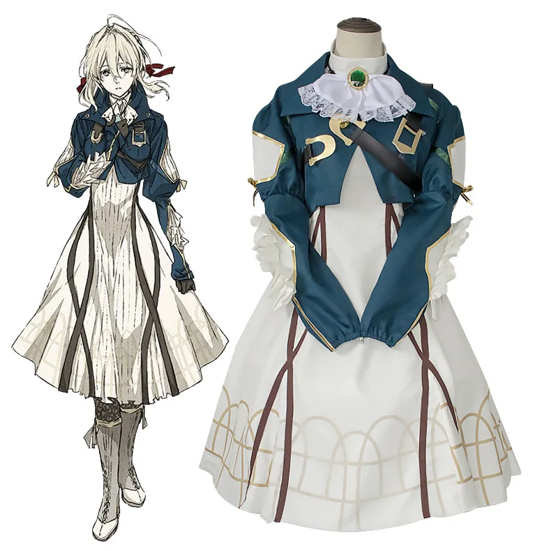  Фиолетовые платья для косплея девушки аниме Evergarden Lolita с плечевым