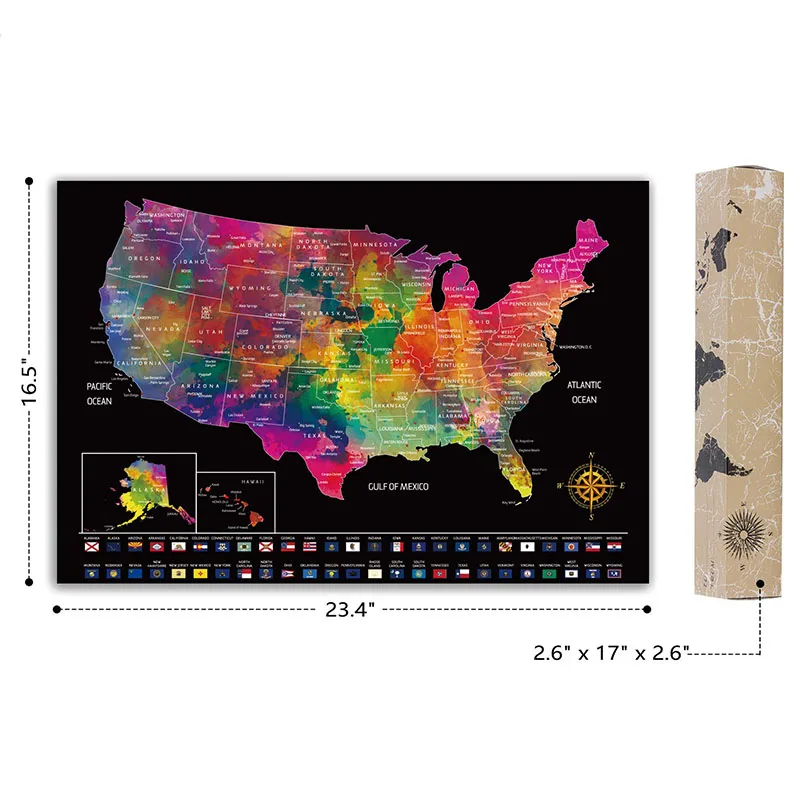 Scratch United States Watercolor Scratch Large Us Map Poster