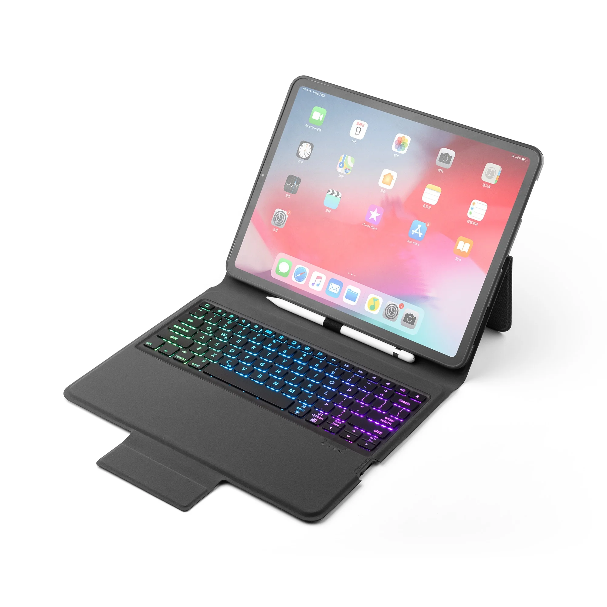 Чехол из ПУ кожи с полным покрытием 2021 градусов для Ipad Pro 12,9, беспроводная клавиатура с Bluetooth