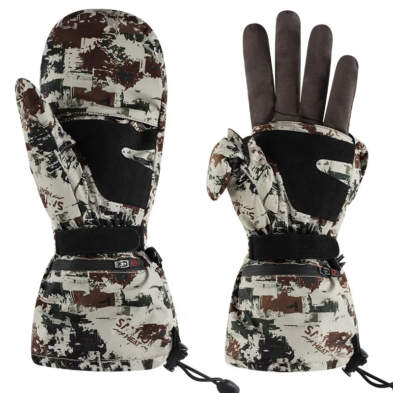 SAVIOR Camouflage Hunting Protective Outdoor Gear Winter Warm Waterproof Leather Decoy Gloves Bow Heated Hunting Gloves
