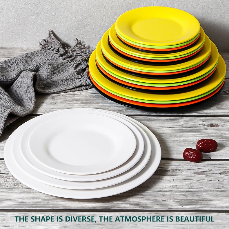 Stock Japanese Custom Cheap Colour Melamine Plate Red And Black Melamine Plates Blue Melamine Plates