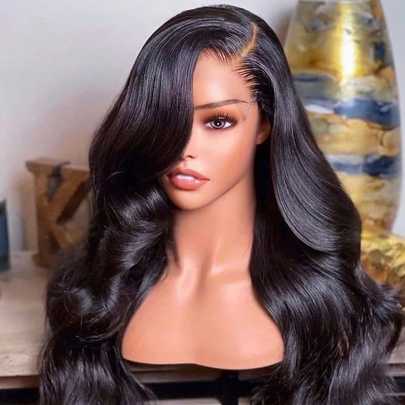 Body Wave 4x4 Transparent Lace Closure Frontal Wig Human Hair Glueless Brazilian Virgin Natural Human Hair Wigs