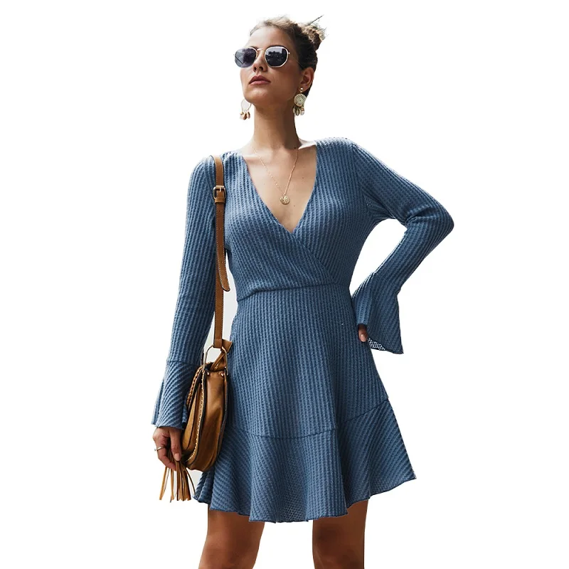 2022 casual dresses custom clothing autumn winter knit dress casual cotton dresses plus size