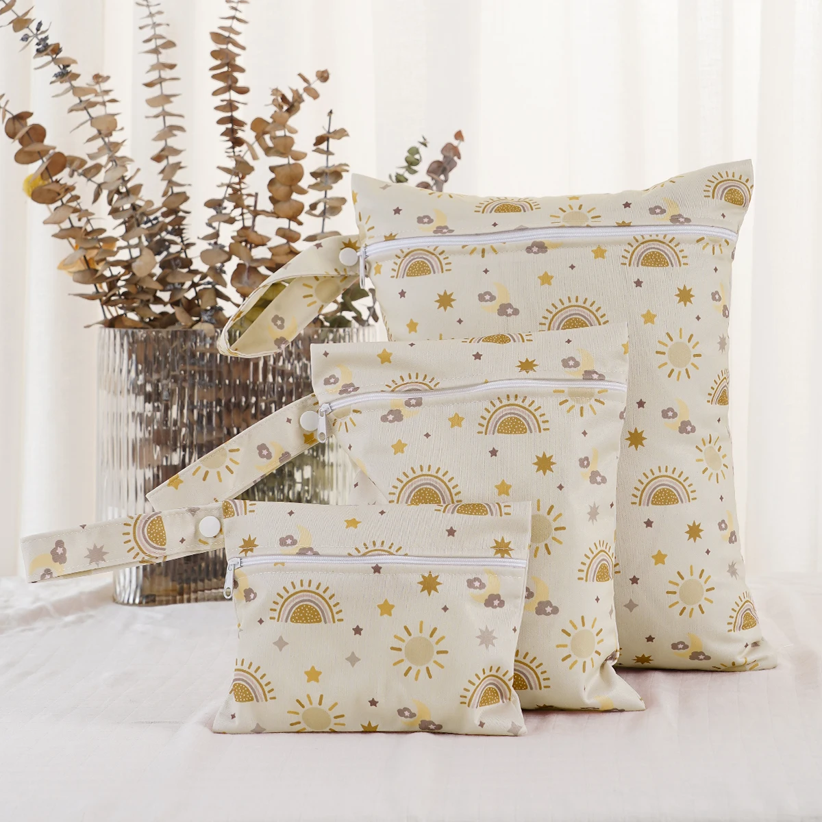 Wholesale 3 pcs Set Polyester Diaper Bag Logo Printed Handiness Diaper Bag For Babies Waterproof  Baby Diaper Bag