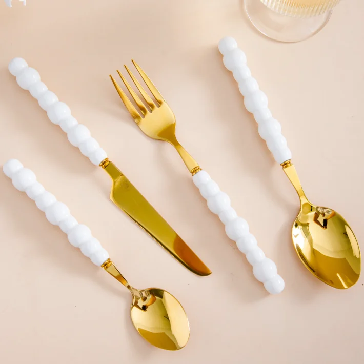 Hight Quality Stainless Steel Serving Spoon & Salad Server Fork With Ceramic Handles