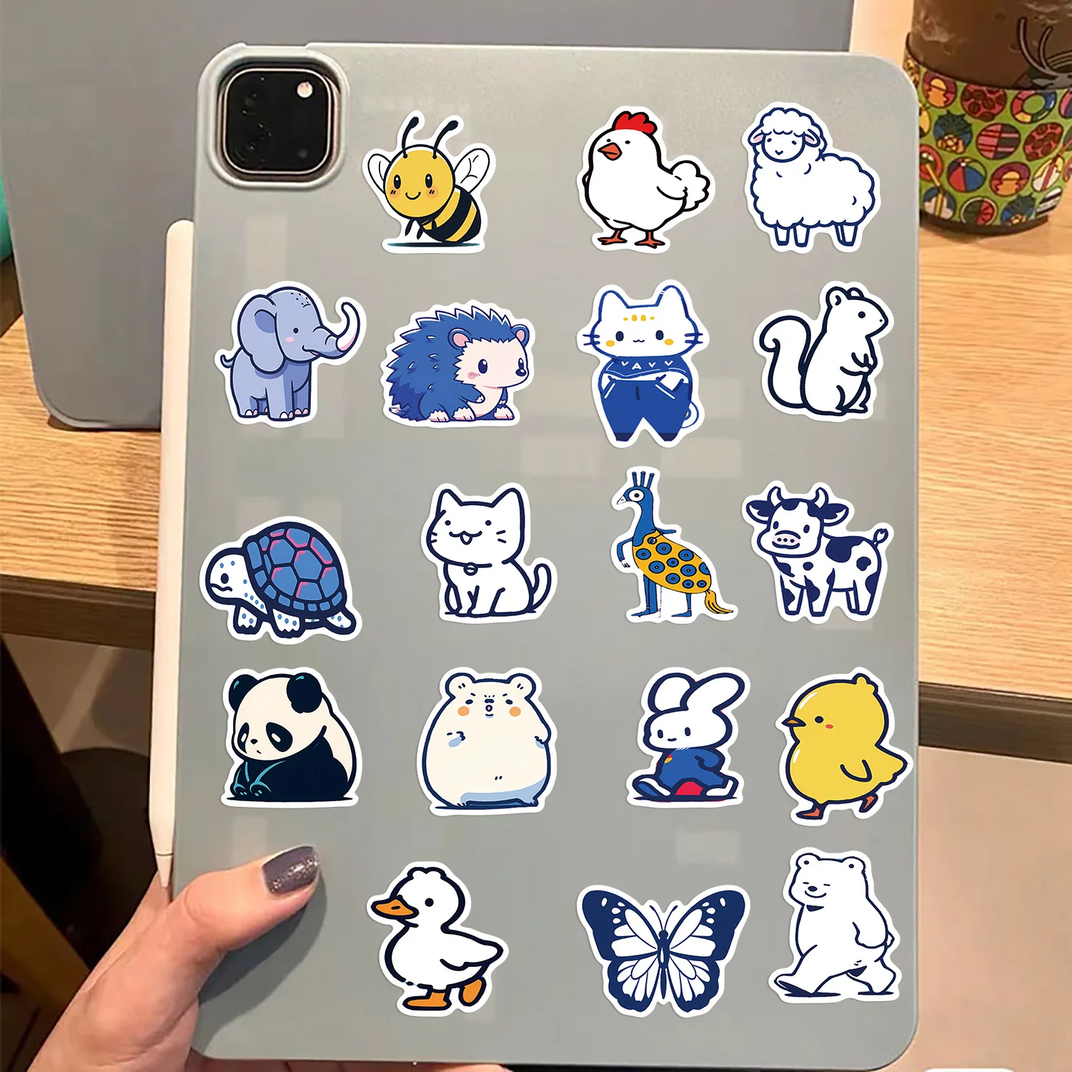 Ins cartoon animal sticker 50pcs custom cute company log pvc waterproof bottle sticker