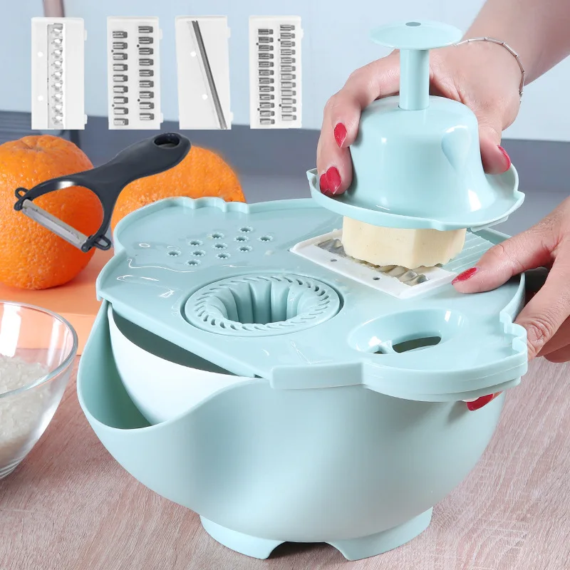 2022 new product Multifunction Vegetable Cutter With Drain Basket Magic Rotate Vegetable Slicer Portable Chopper Grater Kitchen