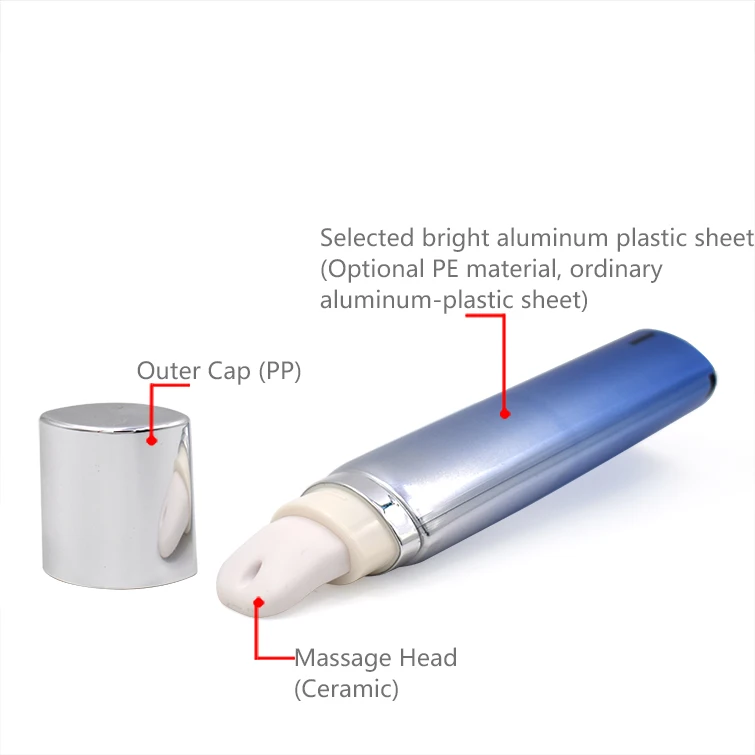 30mm Ceramic Massage Head Cap Tube ELM-412 Soft Packaging for Skincare Creams PE Aluminum Plastic Laminated High Gloss Material