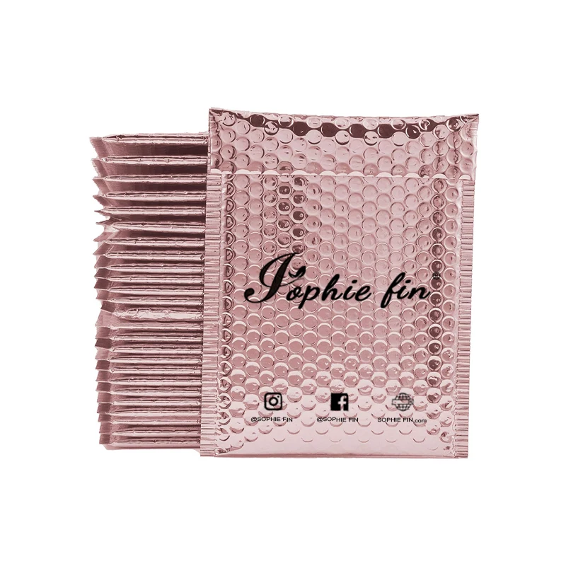 Custom 6X10 Bubble Mail Padded Bag Envelope Rose Gold Shipping Bag With Bubble Wrapped