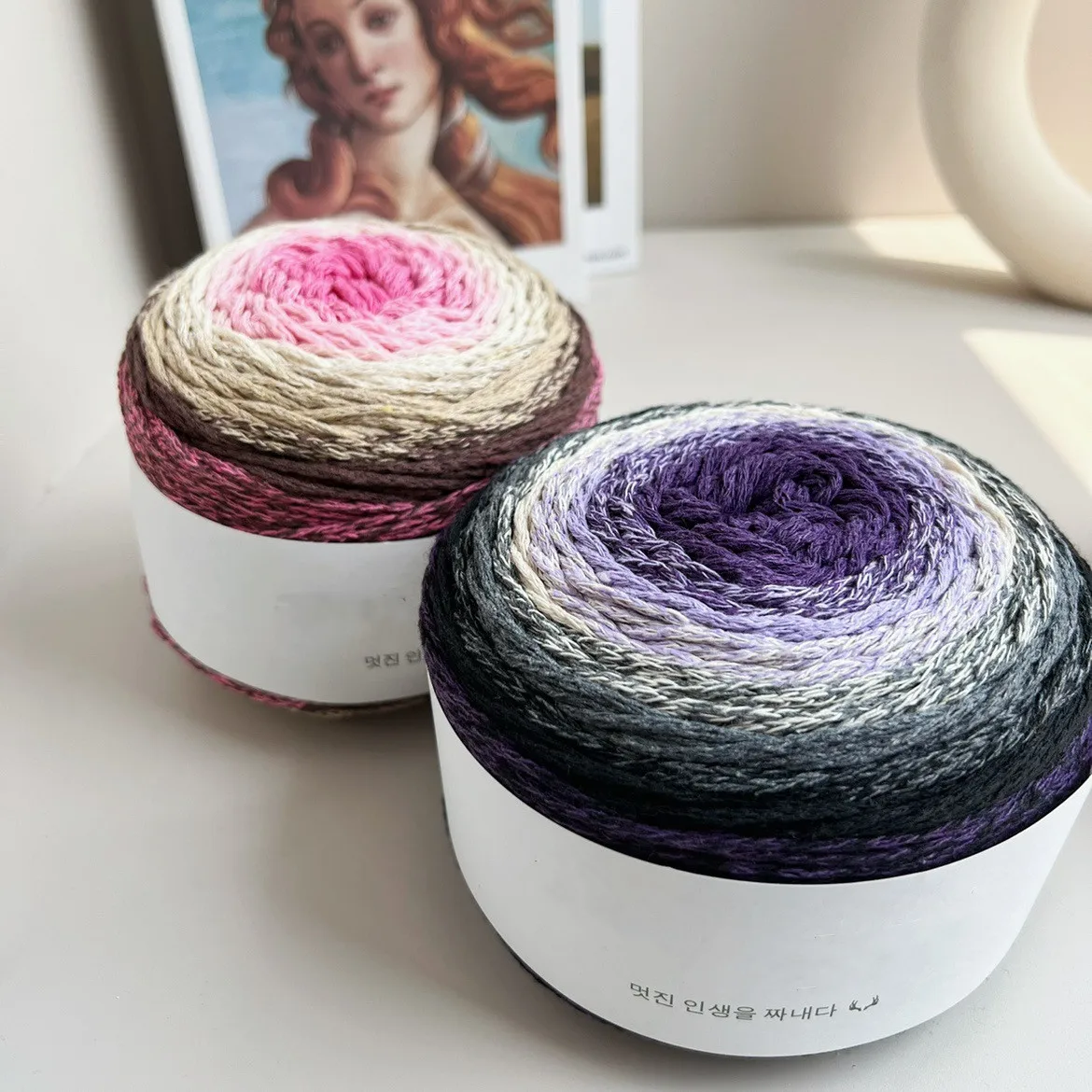 flower bud yarn hollow cotton colored 250g segment dyed cake yarn DIY Hand Crocheted bag hat rainbow yarn