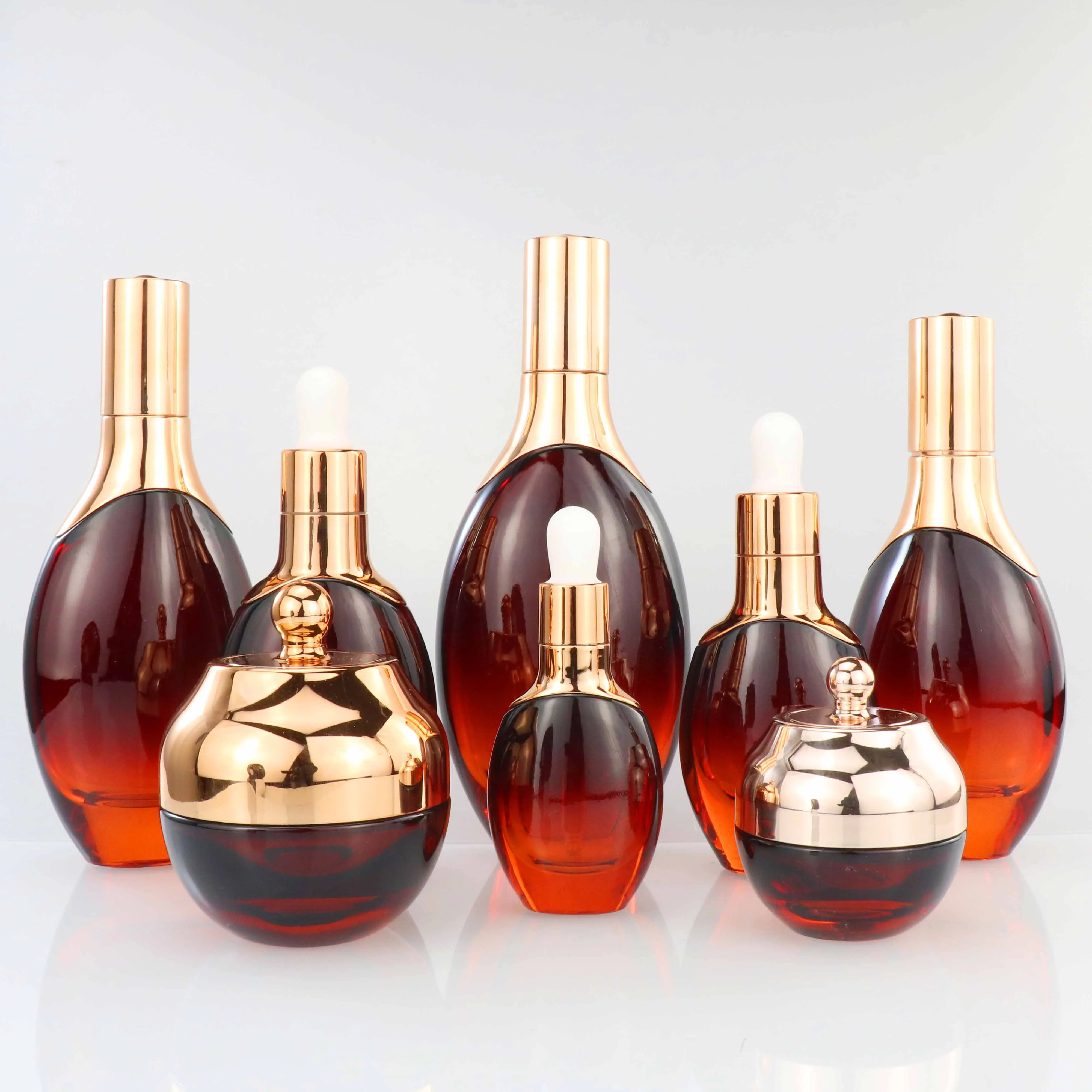 Luxury Red Glass Skin Care Packaging Bottle Cosmetic Body Cream Bottle with Dropper for Essential Oil