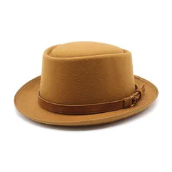New Designer Small Brim Flat Top Fedora Hats For Unisex High Quality Vintage Jazz Cowboy Casual Fedora Hats With Belt