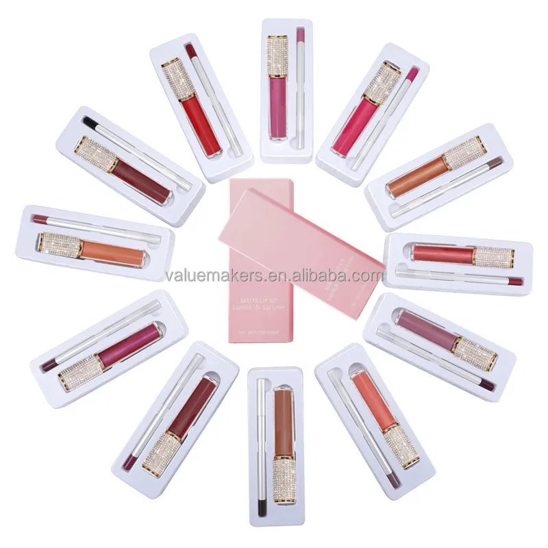 High Quality 43 Colors Matte Lipstick Lipliner Pencil Set Long Lasting Cosmetics Waterproof Makeup Lipstick Liner Set
