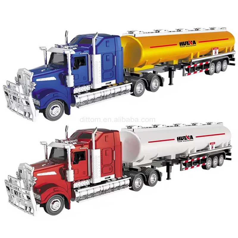 Huina 1757 American Style Alloy Oil Tanker Truck 1/50 Diecast Metal Transporter Car Static Model Toys