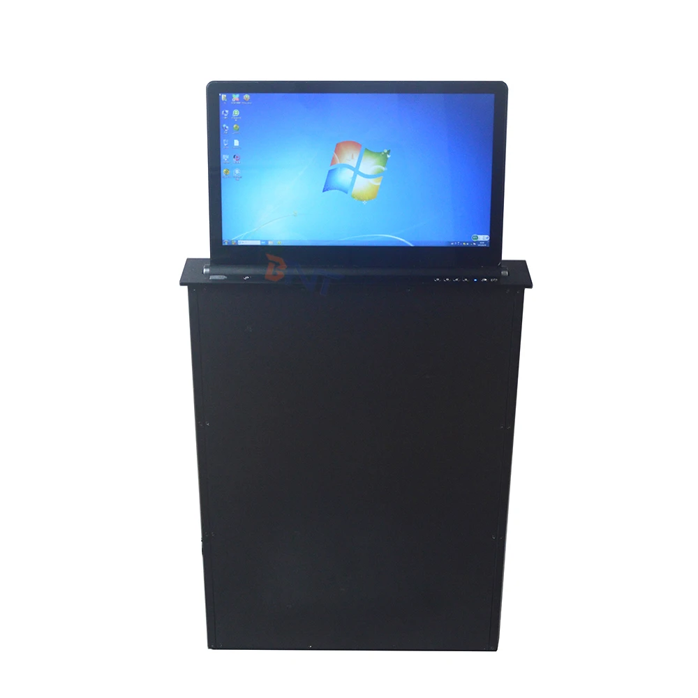 BNT  Lift Monitor desk  Lift 15.6 Inch Smart Hidden Motorized Lift Mechanism  with  Front camera for office