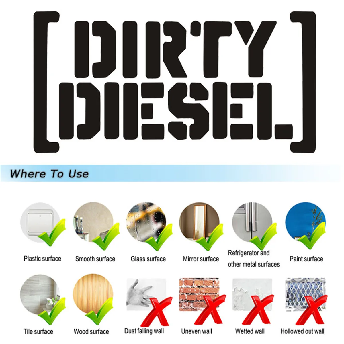 Pirty Diesel Car Sticker Vinyl Decal Car Truck Bumper Window Laptop Sticker Decor Gift Die Cut Decals Laptop window Glass