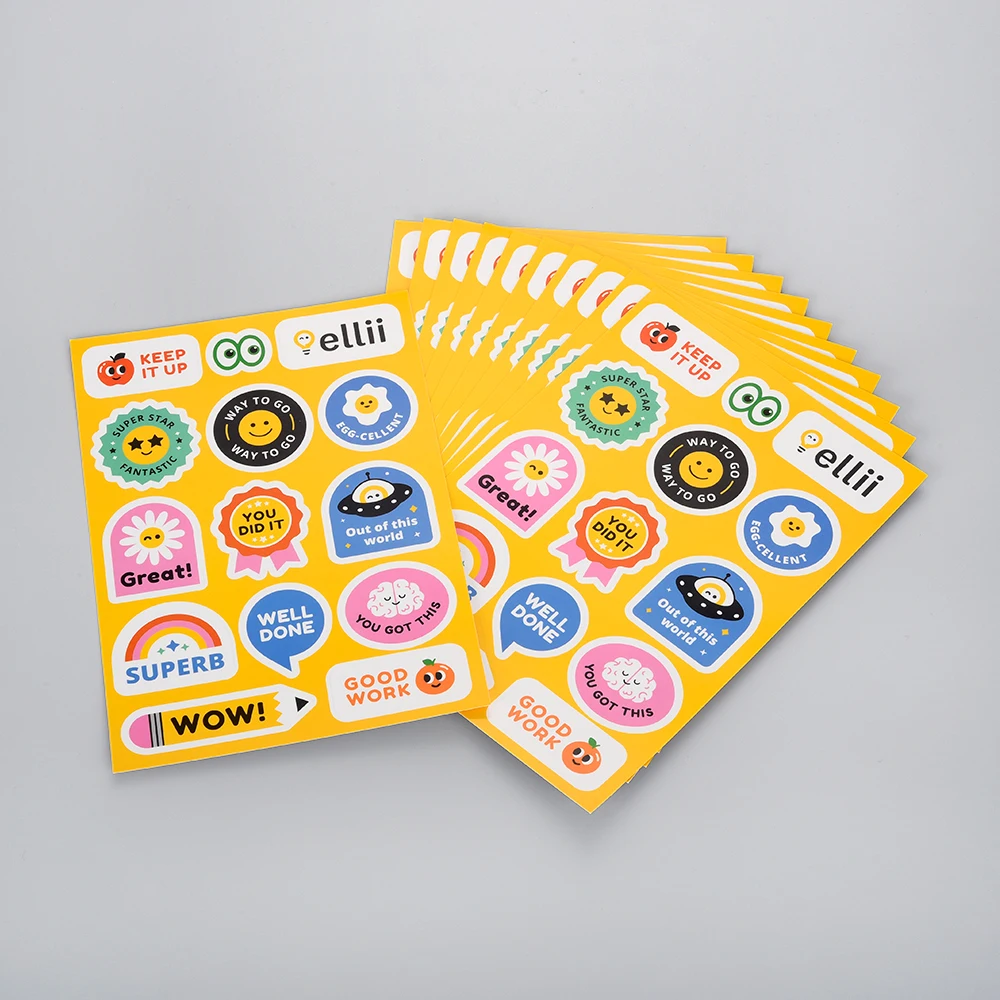 custom design printing waterproof vinyl paper cartoon sticker kiss cut stickers sheets