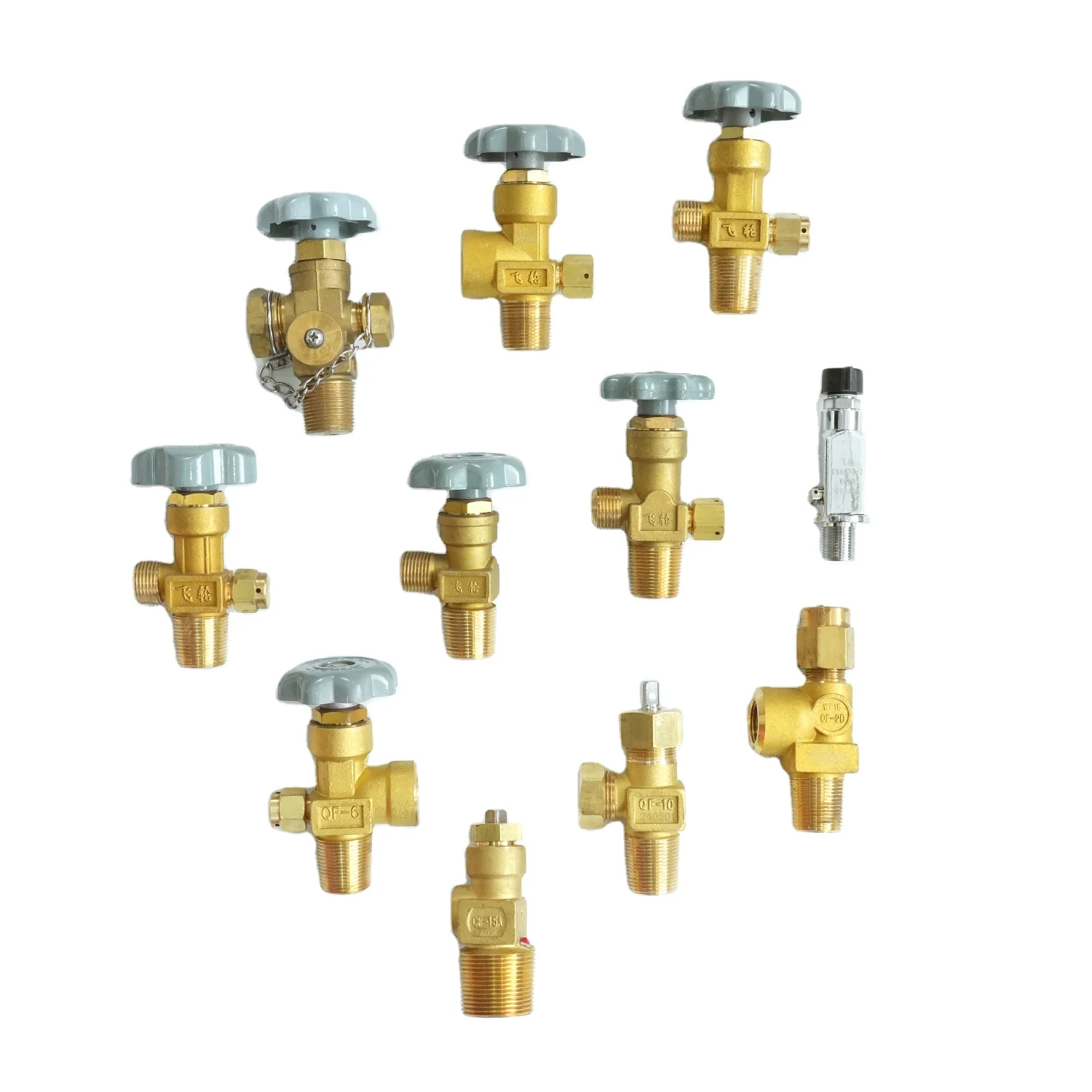 Needle type oxygen nitrogen air gas tank valve QF-7 inlet PZ27.8 outlet G5/8 made in brass