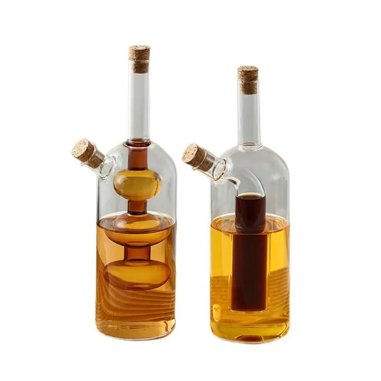 High Borosilicate Glass 2 in 1 Kitchen Seasoning Bottle Soy Sauce Vinegar Dual-Purpose Seasoning Bottle Gravy Boat