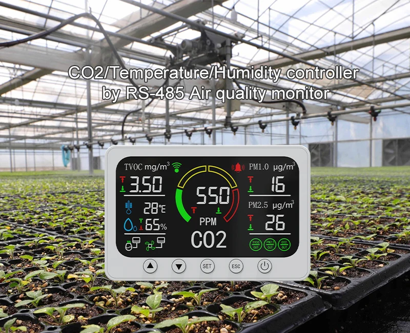 Приложение Tuya Wi-Fi RS485 для помещения 7 в 1 монитор качества воздуха Co2 TVOC PM2.5 PM1.0 etector газоанализатор контроллер счетчик