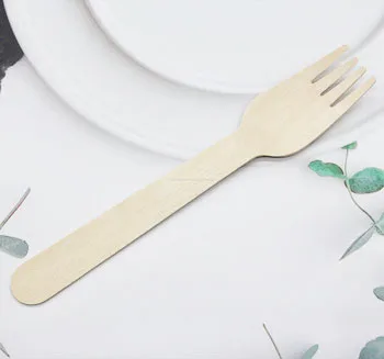 100% Natural Biodegradable Eco-friendly Wooden Cutlery Knife Fork Spoon Napkin Set
