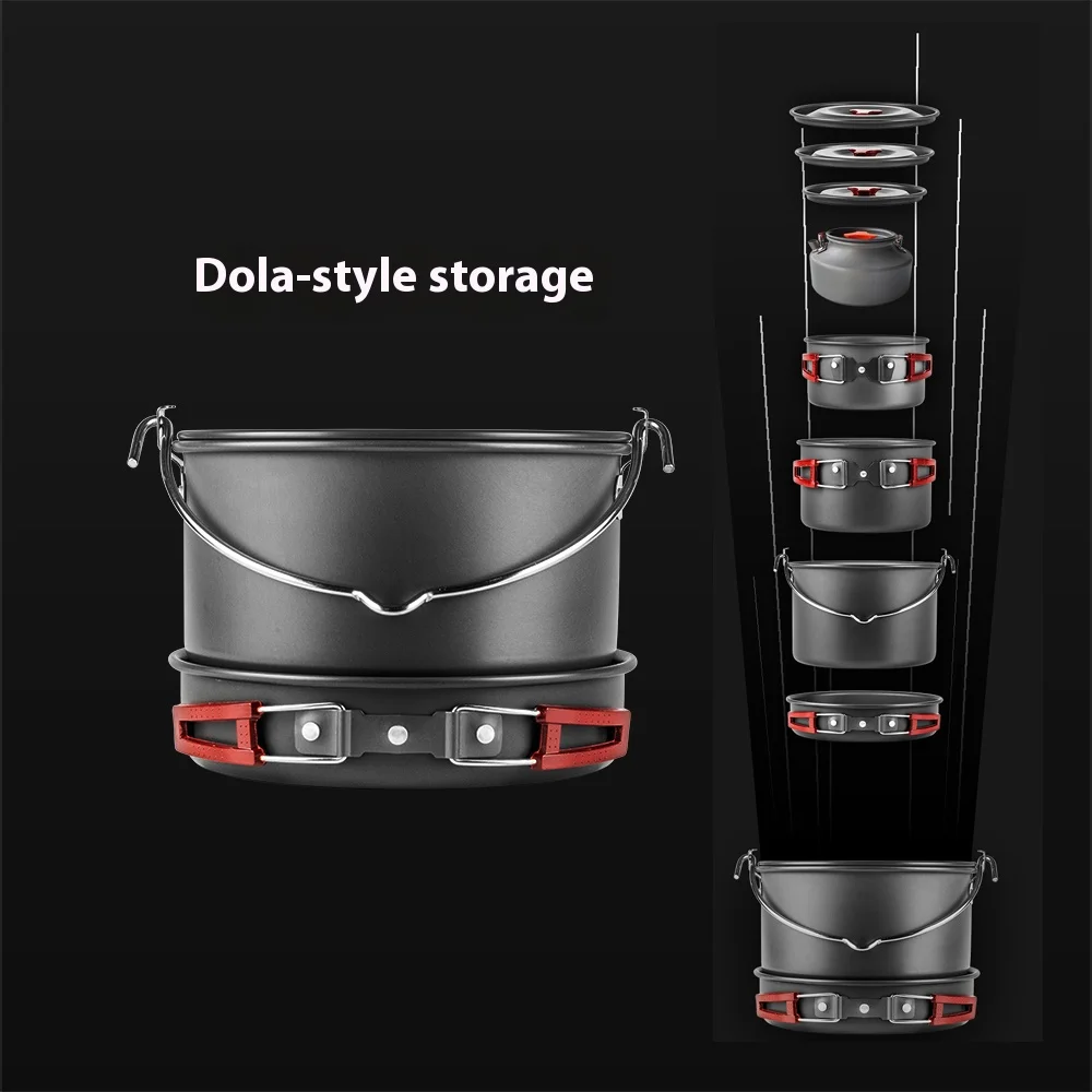 Lightweight, portable, compact camping equipment, cookware set, cooking pots, ladles, pots, stoves set, hiking backpacks,