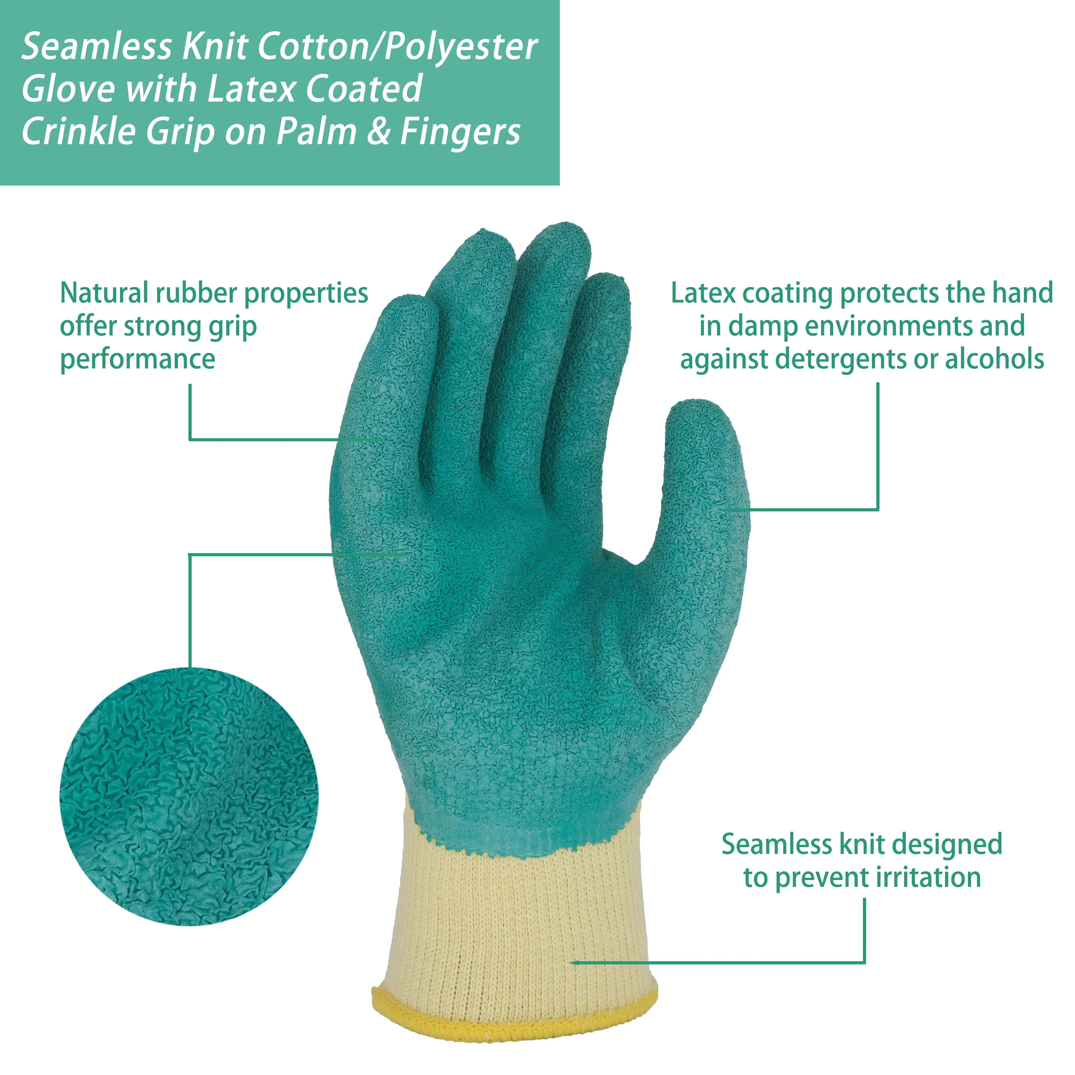 SKYEE hot sale crinkle latex coating polyester fabric cut resistant anti smash safety construction gloves for test machine