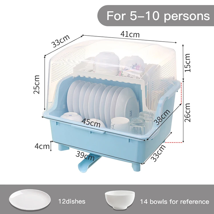 
2021 hot sell 4 tiers plate rack dish drainer drying plastic rack with cover 