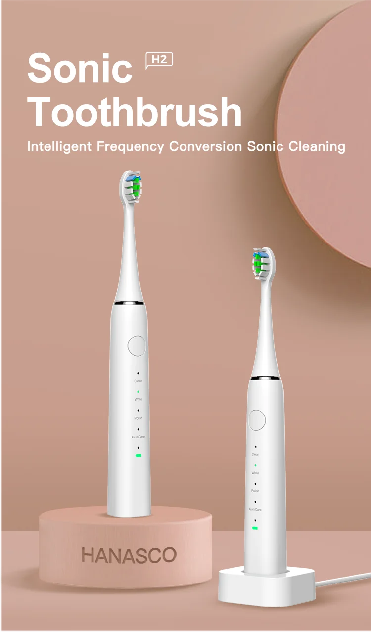 IPX7 waterproof H2 Electric Sonic Toothbrush toothbrush head bamboo toothbrush replace head with UV painted process