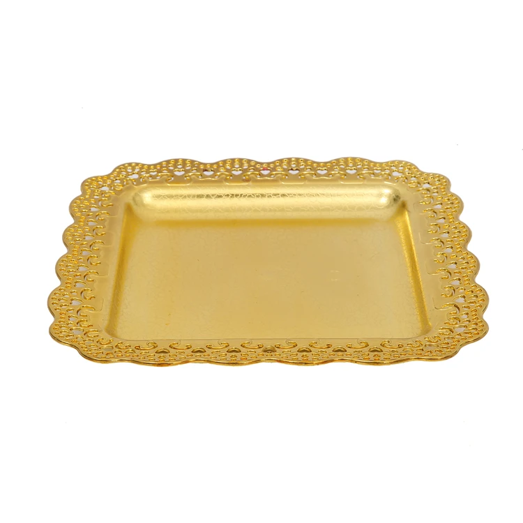Wholesale Custom Durable Gold Plated Iron Plating Food Gold Plastic Tray Plastic Square Pot Tray