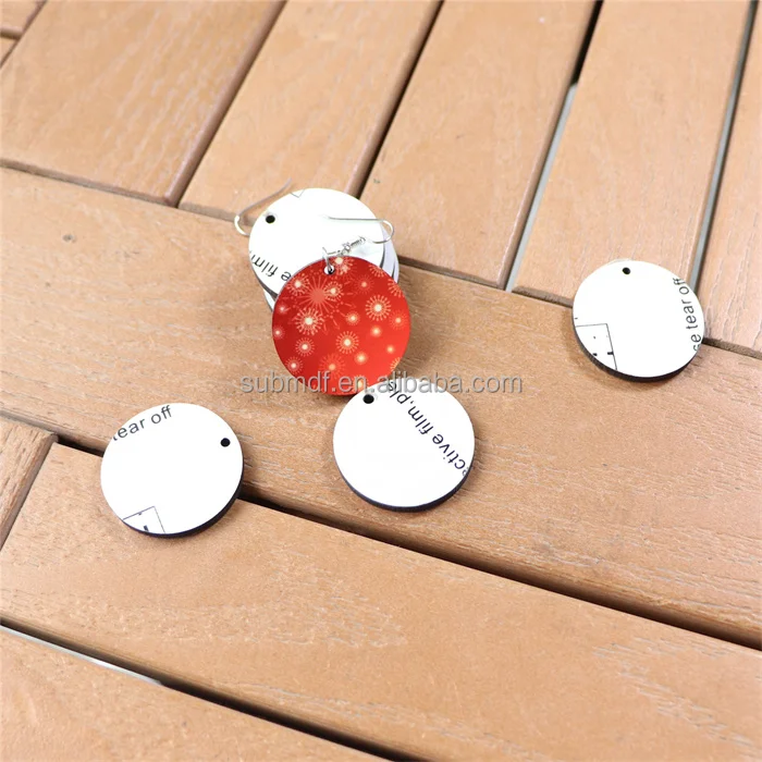MDFSUB New Fashionable Circle Sublimation Earrings Blank Double Sided Round Mdf Blank Sublimation Earrings Jewelry Pendant