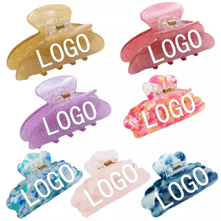 OEM Wholesale new fashion custom logo colors packaging set plastic women hair claw clips large hair accessories