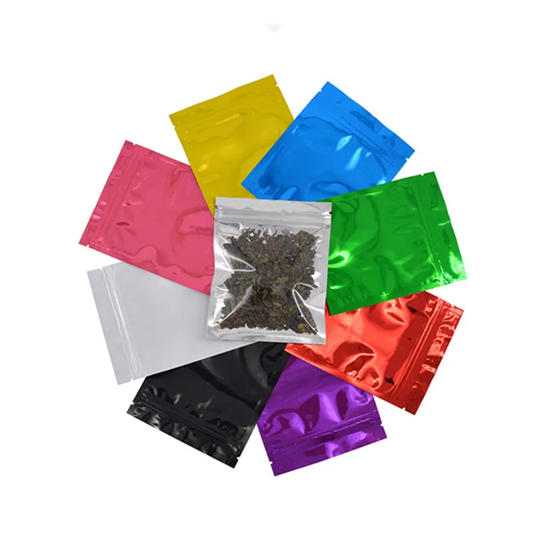 Smell proof metallic mylar ziplock aluminum foil zip lock bag 3 side seal small flat resealable plastic pouch