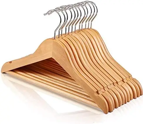 Factory Customized Walnut Wood Fashionable Luxury Jackets Laundry Clothes Store Natural Wooden Coat Hangers