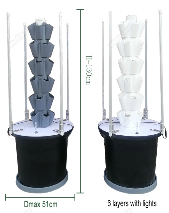 Led Light Vertical Tower For Greenhouse Indoor Hydroponic Tower Garden Hydroponic Growing System Vertical