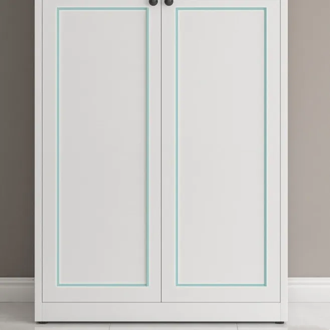 Modern 2 swing door metal locker with round ball handle bedroom furniture clothes wardrobe closet for living room use