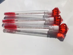 Customized lash brush tube diamond  disposable eyelash brush spoolie pink mascara wand in tube