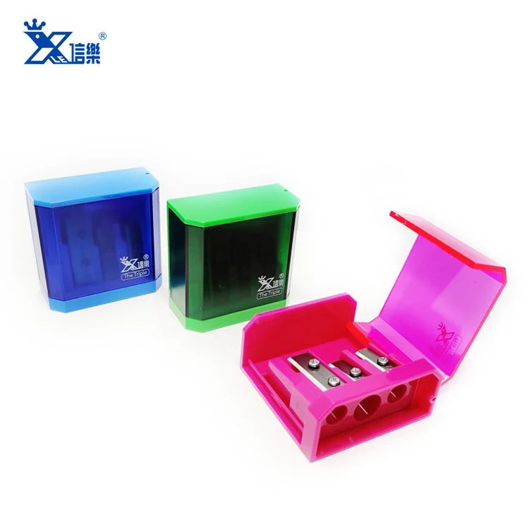 Top manufacturer custom logo fancy three holes pencil sharpener cutter transparent shell Pencil Sharpeners for office school